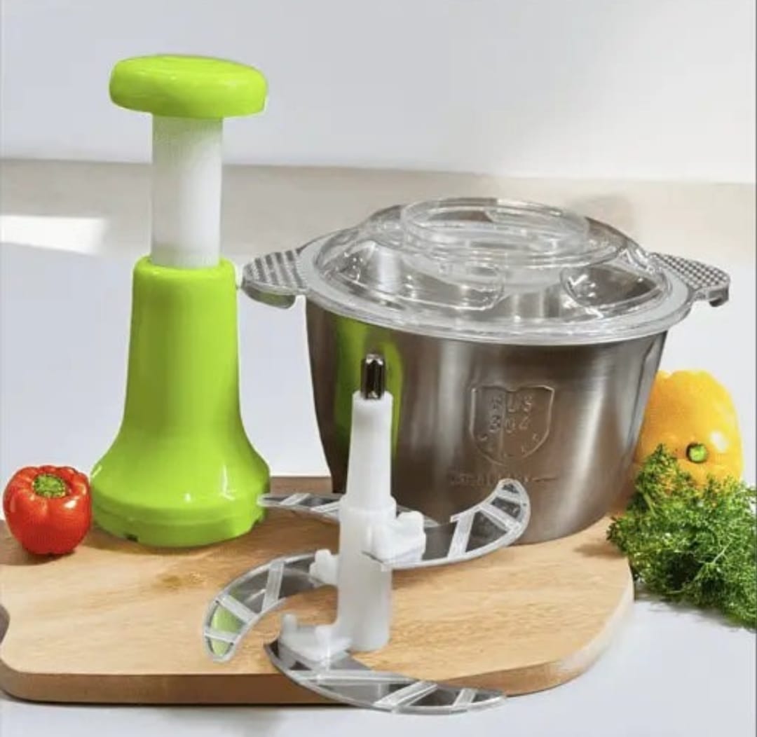 Stainless Steel Hand Push Chopper 2 Litre — Manual Food / Veggie & Meat Chopper