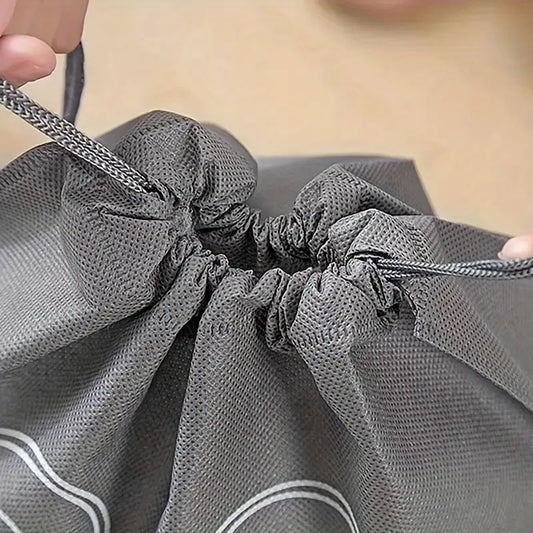 Shoe Storage Bag Dust-proof Waterproof Transparent Non Woven Fabric Shoe Tote Drawstring Packaging Organizer For Travel - pack of 5