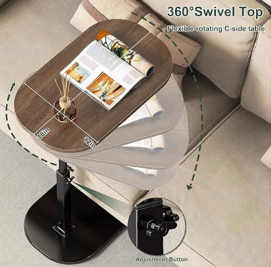 Height Adjustable C-shaped sofa side Table
