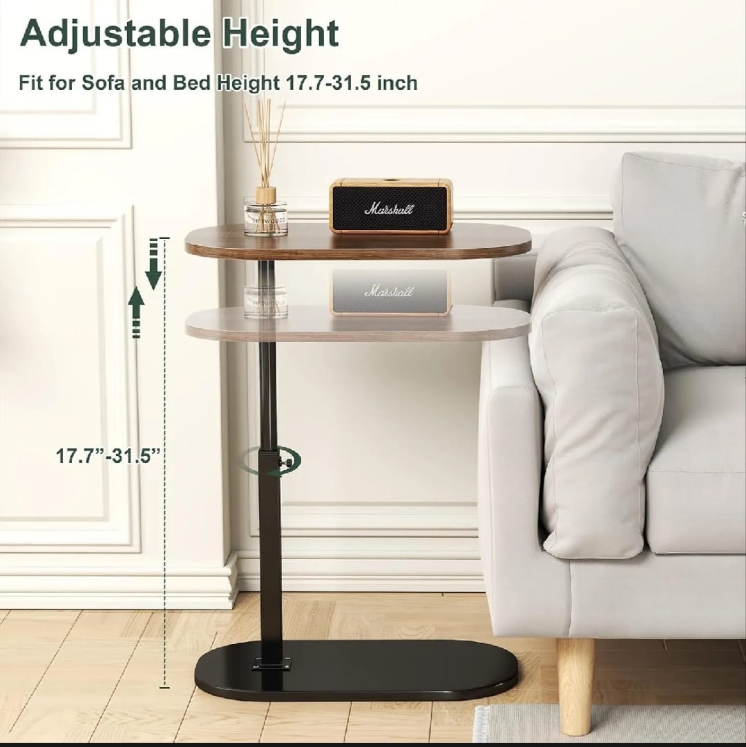 Height Adjustable C-shaped sofa side Table